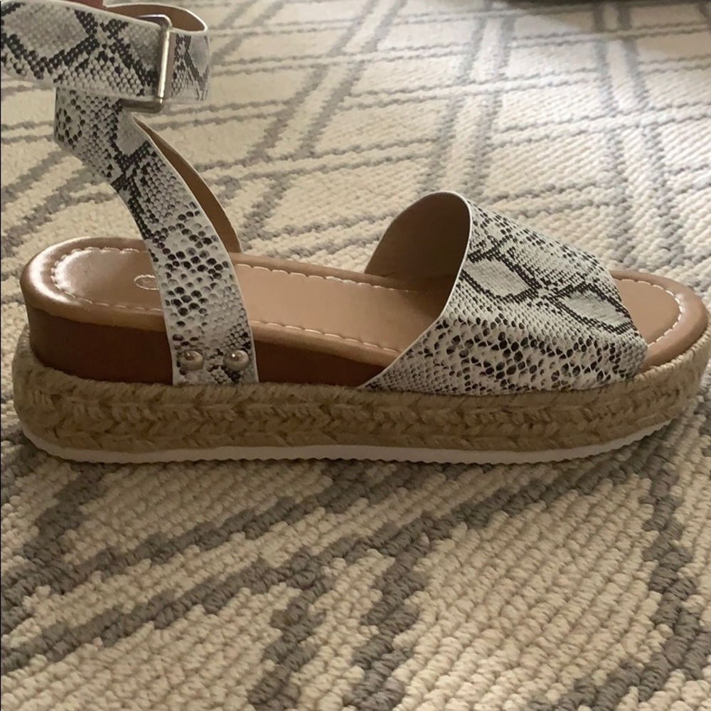 White Snake Print platform sandals